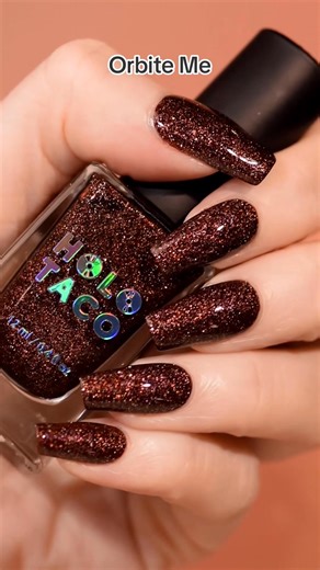 Claim your personal space with Orbite Me! 醴 Suit up in two to three coats of this luscious deep space  burgundy crushed holo for a dark and dazzling look so killer it’ll take out life on another planet! 敖鹿 | Holo Taco | Facebook