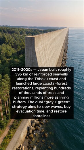 4.3M views · 33K reactions | Japan’s 395-km Tsunami Wall & Living Forests #Japan #TsunamiResilience #NatureBasedSolutions | TerrifyingMyths | Facebook