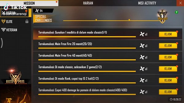 Exploring Free Fire Game Menu: Mission and Challenges