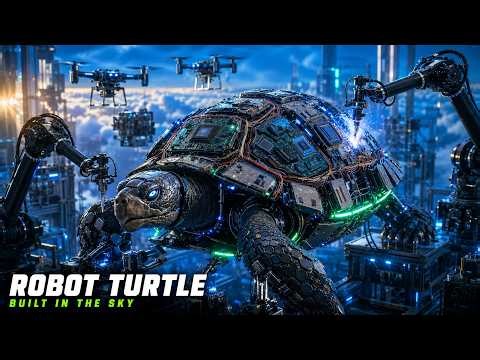 Building a Giant AI Robotic Turtle in a Floating Sky Lab | Futuristic Sci-Fi Animation