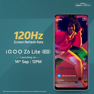 1.2K views · 221 reactions | Tryin’ not to sound extra but with Best in Segment 120Hz Screen Refresh Rate*, #iQOOZ6Lite5G is the real drip. With lag-free and nimble scrolling, this FHD+ display takes gaming and bingeing a.k.a #FullyLoadedEntertainment to a whole new level. Launching on 14th Sep, 12.00PM on @amazondotin *120 Hz is supported in major apps. It may not be available in some scenarios. #FullyLoadedEntertainment #iQOOZSeries #AmazonSpecials | iQOO | Facebook