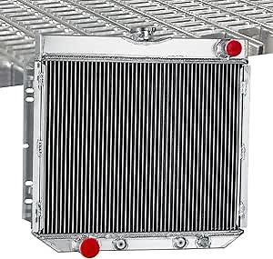 Radiator for 1963-1977 Ford Fairlane Falcon Maverick Mustang Torino 2.8L 3.3L 4.1L L6 5.0L 5.8L 6.4L 7.0L V8 Gas & 1966-1973 Mercury Comet Cougar, 4 Row Full Performance Aluminium Radiator
