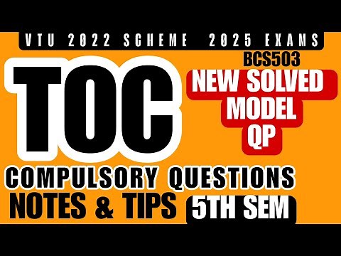 TOC BCS503 SOLVED MODEL QUESTION PAPER VTU 5TH SEM 2022 SCHEME || NOTES || PYQ || 2025 JAN EXAMS#vtu