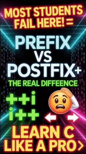 "Difference Between Prefix and Postfix in C Language | C Operators Tutorial"#codingshorts
