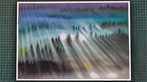 How to draw morning sun rays in a pine forest with soft pastels