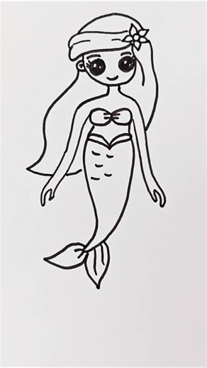 How to Draw a Beautiful Mermaid 🧜‍♀️✨ | Easy Mermaid Drawing #Shorts