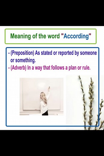 According meaning with example sentences Learn Spoken English Learn English Speaking Learn English Vocabulary #English #englishlearning #EnglishForBeginners #vocabulary #englishteacher #englishtips #learnenglish | English Learning
