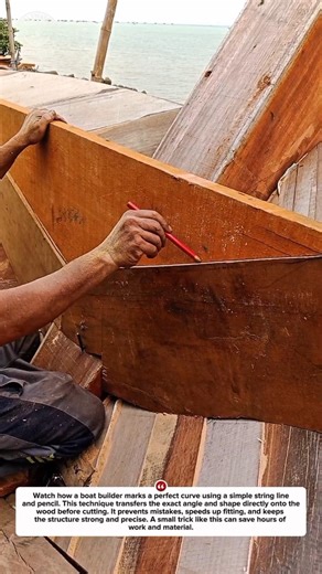 Insane Boat Builder Trick You Must See! Perfect Curve Marking Hack #woodworking #boatbuilding #diy