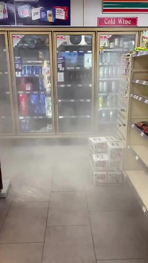 Cops chasing man who ran into the store ended up hitting man with a 🧯🥺🤕 #KeepingAustinWEIRD