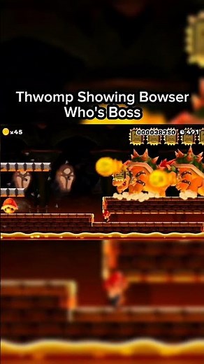 Thwomp showing Bowser who's the boss 🔥💥🌋😭 #mario #nintendo #mariomaker