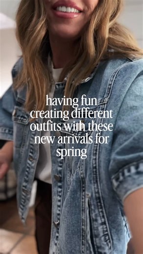 MELISSA // Everyday Style on Instagram: "super cute New spring arrivals I’ve been playing around with; styling different outfits . ‼️To shop, like ❤️ this post & then Comment SPRING below to receive a DM with the link to this post on my LTK ⬇ This denim cape is the cutest. It is oversized comes in four colors. I am wearing a large amazing quality 4.8 rating. High-rise wide leg sweatpants are so cute and so comfy. I’m wearing my true size medium. They have the cutest seam details and thick waistb