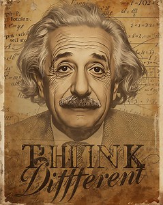 Albert Einstein THINK Poster – Vintage Scientist Wall Art Printable - Etsy