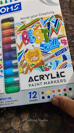 DOMS Acrylic Paint Markers | 12 Shades for DIY & Art Projects 😍 #stationery
