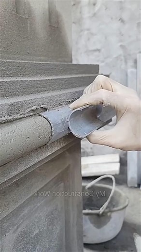 Making column round design in plaster on pillar#short #plaster
