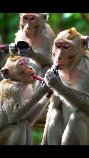 🐒 Funny Monkey Doing Makeup 😂 | Cute Monkey Makeup Video #Shorts