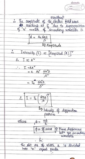 Find the intensity of diffraction pattern ‖ Position of Minima & Maxima