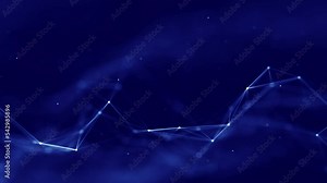 connection concept The Internet network is derived from polygonal connections using slow motion dots and lines. It consists of a dark blue background with a space above it.