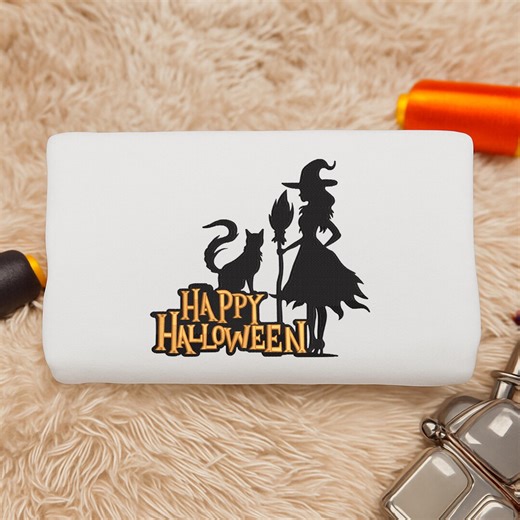 Witch and Cat Halloween Embroidery Design: Spooky Holiday Pattern (5 Sizes) (PDF) - Etsy