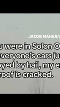 Large hail damages cars in Solon