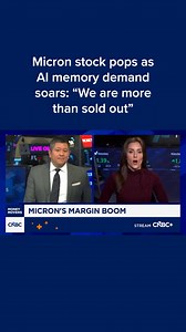 Micron Technology's stock jumped after the company signaled robust demand for its memory chips and blew away fiscal first-quarter estimates. During an earnings call with analysts, Micron, which makes memory storage used for computers and artificial intelligence servers, said data center needs have fueled greater demand for its products. CNBC's Kristina Partsinevelos explains. Read more: cnb.cx/4apkTzI | CNBC