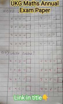 UKG Maths Annual Exam Paper | UKG Maths Test Paper | UKG Maths final Exam Paper#education #maths