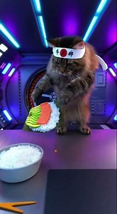 Zero-G Sushi Master Cat: Giant Sushi Floats in Space!