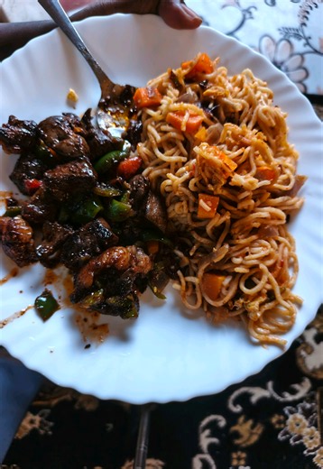 Liver and Noodles Homemade Lunch Recipe