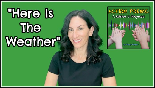 Here is the short version of the finger play poem, "Here Is The Weather", from "Action Poems". On the album (and in the full video on my YouTube channel, musicwithnancy), I go through the different types of weather slowly, to give you the opportunity to follow (or come up with your own) actions that go with each type of weather. I hope you have fun with it! | Children's Music with Nancy Kopman