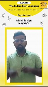 #GiftAbled #ISL Discover the Magic of Indian Sign Language😊🤟 👌 Ever wanted to learn the beautiful language of gestures? Now's your chance! Join our Weekend Indian Sign Language basics Course on April 2೦th , 2024 ! This special experience is open to everyone curious about the wonders of ISL. 🗓 When: April 20th ⏰ Time: 2pm to 3pm 🌟 What to Expect: Deaf Facilitator guiding you through ISL basics , from vocabulary to expressive gestures. By learning Indian Sign Language, you're breaking down co