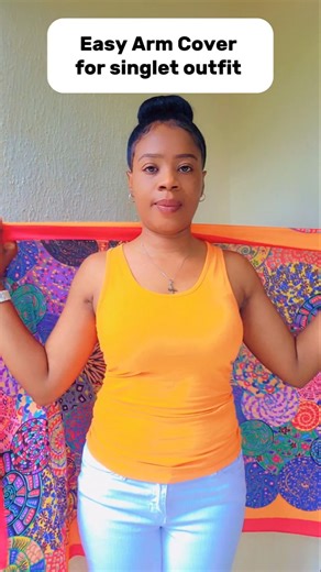 Easy Arm Cover for singlet outfit. #fashion #style #scarf #shorts