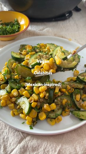 This recipe for Vegan Calabacitas is a Mexican-inspired zucchini dish brimming with vibrant summer veggies like zucchinis, tomatoes, and corn kernels! 💚 Recipe: https://plantbasedonabudget.com/vegan-calabacitas/ | Plant-Based on a Budget