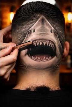 Wait… Is This a Shark Haircut or a Tattoo! #shorts #RazorZoo