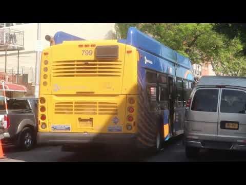 MTA NYCT: 2017 NFI XN40 #799 on the B11 to Midwood departing 50 St/8 Av