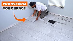Carpet to ceramic-look vinyl in a weekend | DIY tutorial