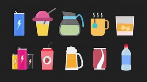 Animated Flat Design Beverage Drink Icons Collection
