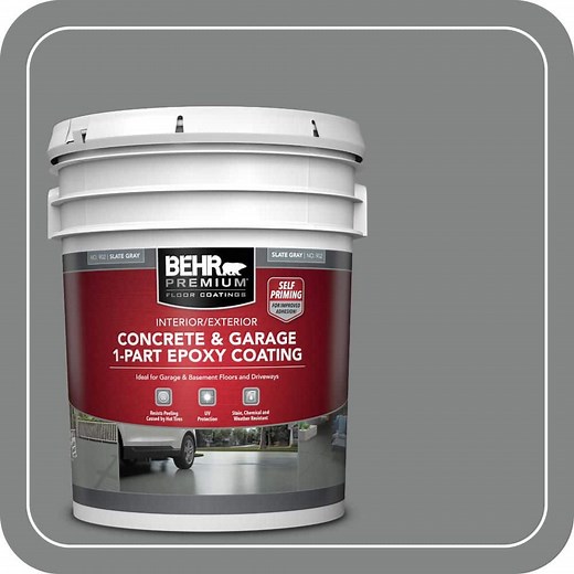 Reviews for BEHR PREMIUM 5 gal. Slate Gray Self-Priming 1-Part Epoxy Satin Interior/Exterior Concrete and Garage Floor Paint | Pg 3 - The Home Depot