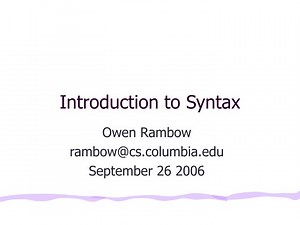 Introduction to Syntax - SlideServe