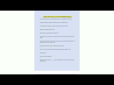 Alabama DMV Permit Test OUT OF HANDBOOK Rated A68