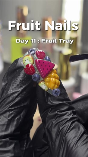 Fruit Tray Nails: Sculpted Kiwi, Strawberry & Mango