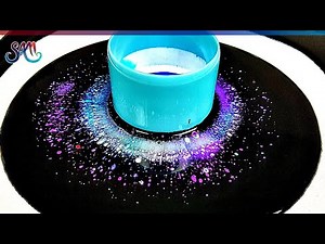 New GALAXY Pour 🌌 Violet Open Cup Acrylic Pouring -Cells without Silicone | Fluid Art | Abstract Art