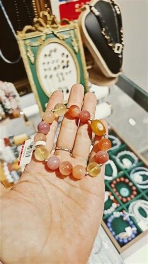 Colorful cake made by agate crystal and beeswax bracelet