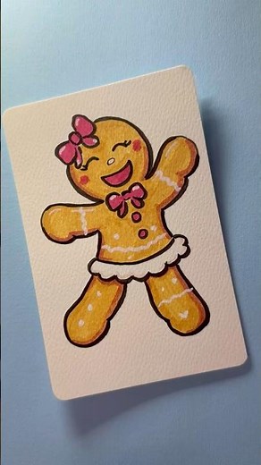 Cute Gingerbread Girl Drawing 🍪🎀 | Easy Christmas Kawaii Art Tutorial | Cozy Holiday Drawing