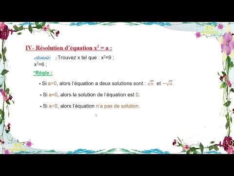 📘 Résolution d’une équation du type x² = a | Cours de math facile