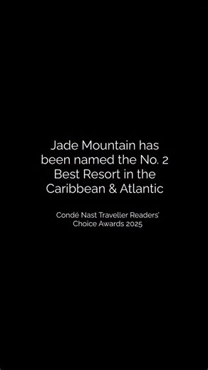 We are honored to share that Jade Mountain has been ranked #2 among the Top Resorts in the Caribbean & Atlantic in the Condé Nast Traveller 2025 Readers’ Choice Awards. ✨ This recognition is a heartfelt tribute to our incredible team whose passion and dedication bring to life our founder Nick Troubetzkoy’s visionary architecture and philosophy of harmony between nature, design, and Caribbean hospitality. ✨ To our cherished guests and readers who voted for us — thank you for your continued suppor
