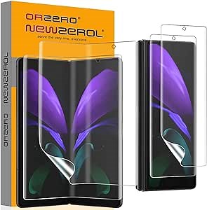 Orzero (2 Sets) Compatible for Samsung Galaxy Z Fold 2 5G, 2 Pack TPU Front Screen Protector and 2 Pack Inner Screen Protector High Definition Bubble-Free (Not for Z Fold 3 2021)