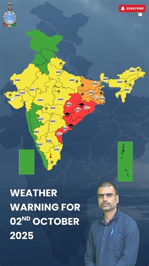 51K views · 481 reactions | Weather Warning for 02nd October 2025 #VeryHeavyRain #Monsoon2025 #WeatherUpdate #Rainfall #StaySafe #odisha #chhattisgarh #andhrapradesh #bihar #jharkhand #westbengal | India Meteorological Department | Facebook