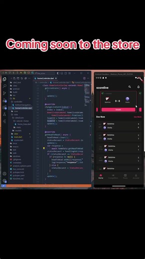 Flutter( MVC ,Getx,Api) Live score App