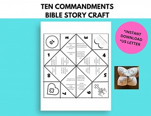Ten Commandments Bible Story Activity, Sunday School Craft, Fortune Teller, Cootie Catcher, Printable Paper Craft - Etsy