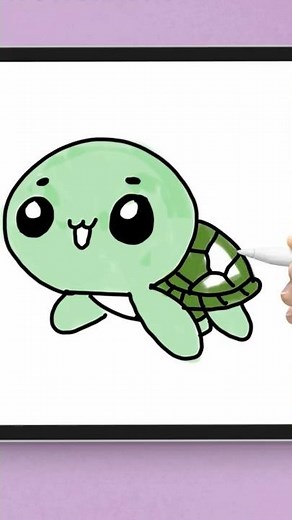 How to Draw a Kawaii Turtle STEP BY STEP 🖍️ | Easy Drawing for Kids