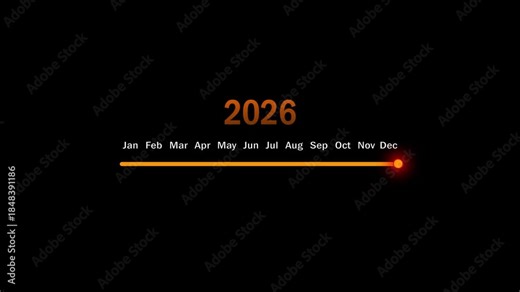Year change 2025 to 2026 concept. New year 2026 loading bar animation. Year ending 2025 loading animation. Transition loading bar 2025 to 2026 with Month.Advance happy new year.